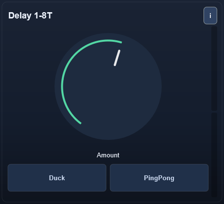 Delay 1-8T interface - Triplet delay for rolling rhythmic fills with controlled feedback character.