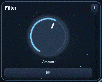 Filter interface - Musical one-knob filter sweep with LP or HP mode.