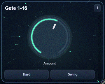 Gate 1-16 interface - Fast rhythmic gate for sharper chopping and motion.