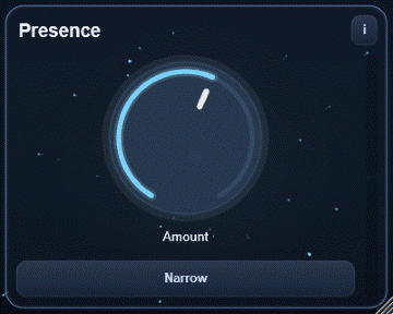 Presence interface - Presence shaping around 4 kHz to lift clarity or tame harshness.