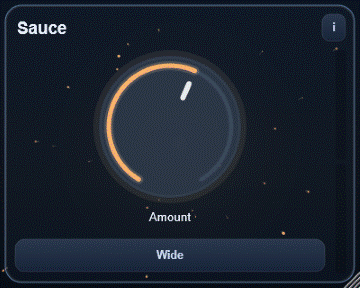 Sauce interface - Adds saturation, stereo width, and slight compression for richer tone.