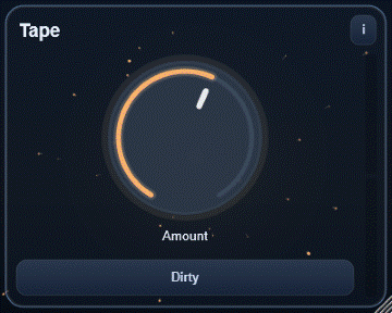 Tape interface - Tape-style saturation and soft compression with gentle tone shaping.
