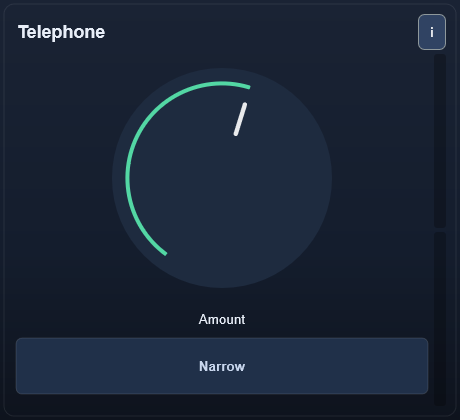 Telephone interface - Band-limited telephone tone with subtle grit for intelligible mids.