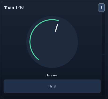 Trem 1-16 interface - Fast synced tremolo for tighter rhythmic modulation.