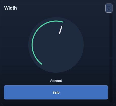 Width interface - Mid/side width control from mono to enhanced stereo while keeping center stable.